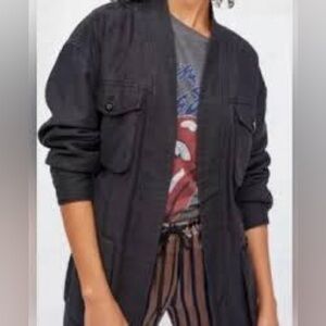 Free People in our Nature Cargo Jacket Black Wash Size Medium